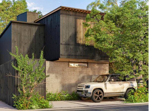 完成イメージパース。外観のデザインは大谷石や焼杉を使ったこだわり