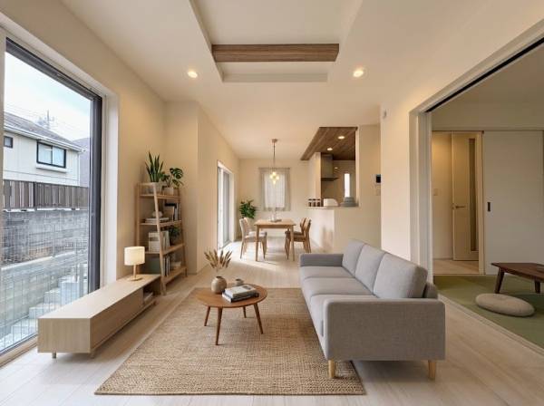 開放的なLDK、和室と繋げれば大空間に(家具はイメージです)