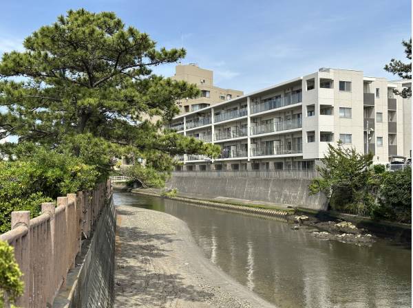 森戸海岸からのマンション外観