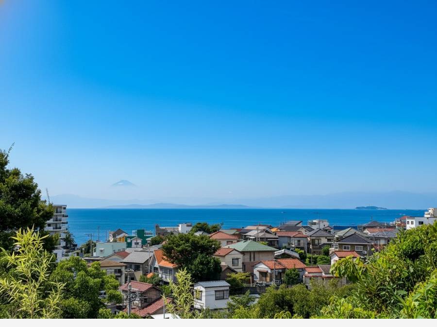 現地は高台から海を一望します。