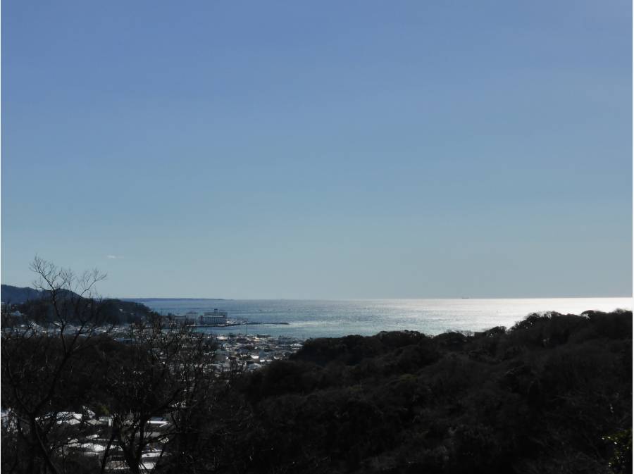 源氏山、頂上付近からは海をも望みます。約300ｍ